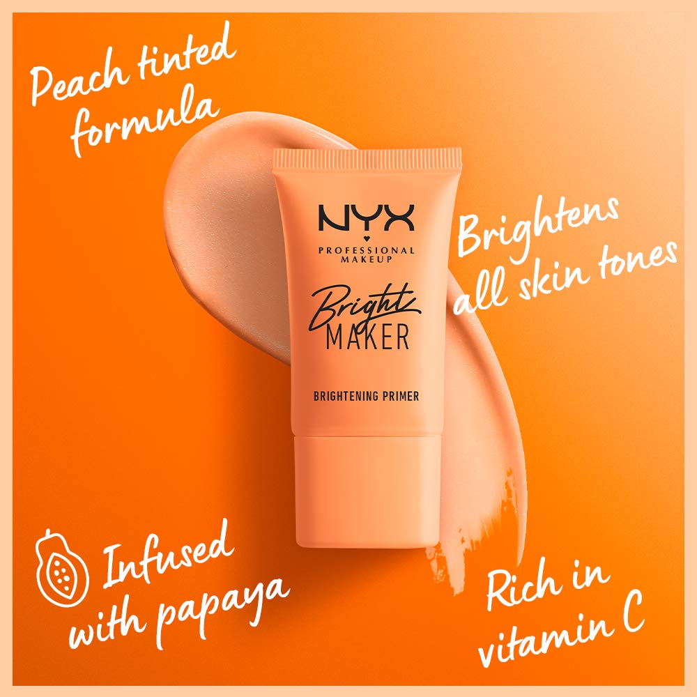 NYX PROFESSIONAL MAKEUP Bright Maker Vegan Face Primer, 0.67 Fl Oz, Pink, Model 800897003760