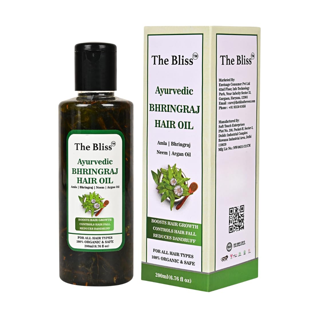 The Bliss Bhringraj Ayurvedic Hair Oil| With Bhringraj Oil, Olive Oil | Anti Hairfall And Anti Dandruff | For Man & Women | 200 