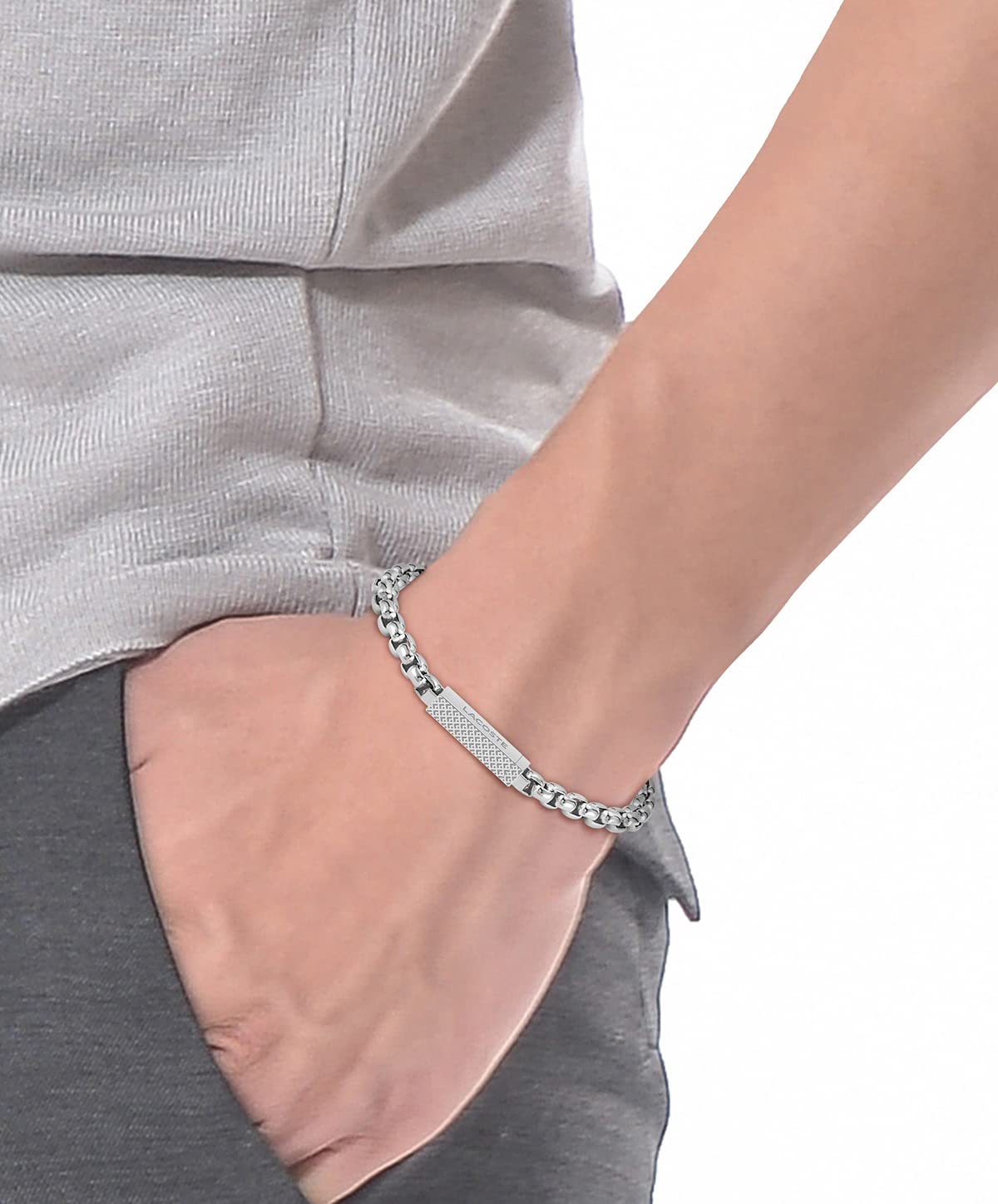 Lacoste Men's Stainless Steel Chain Bracelet 2040123 - Large, Silver
