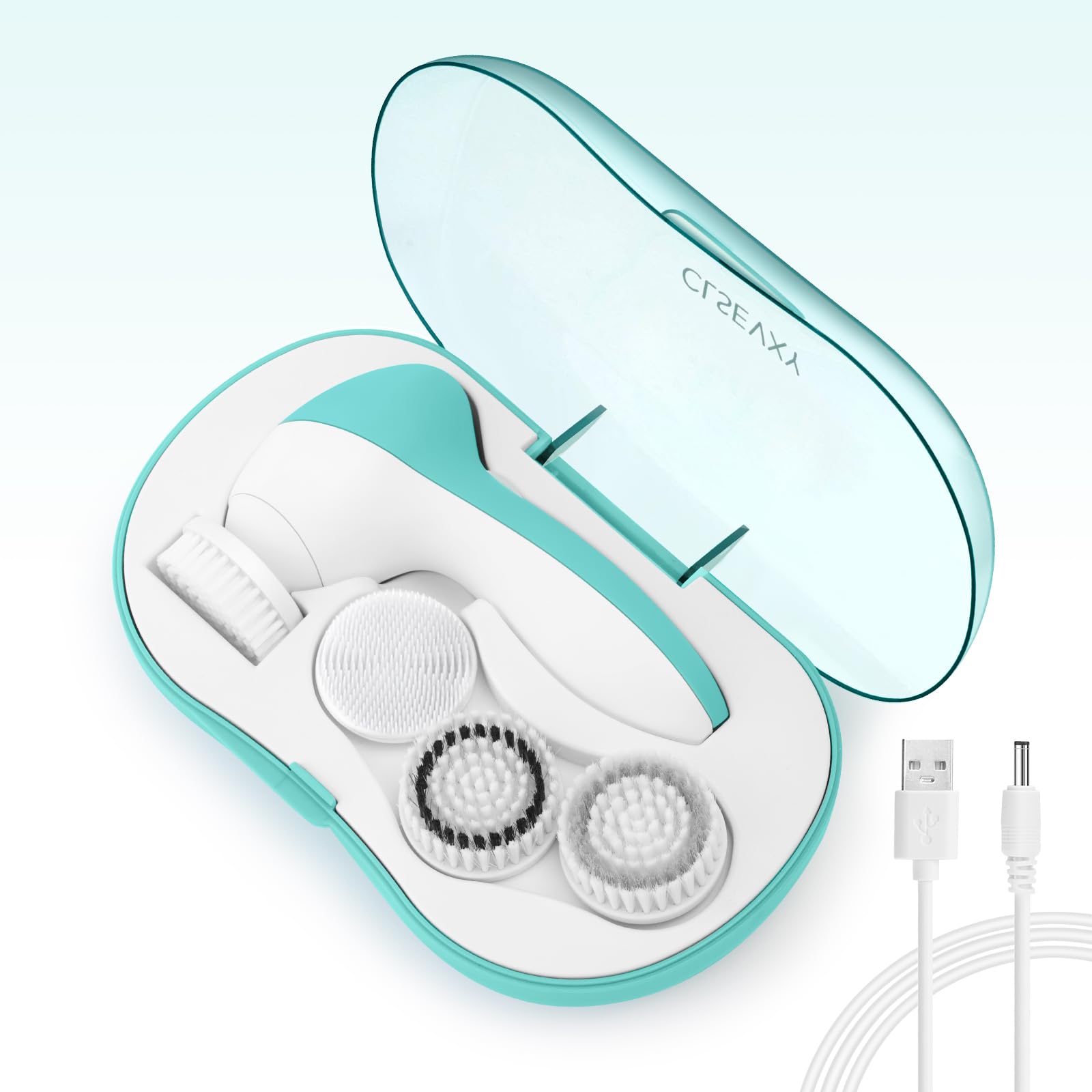 Rechargeable Facial Cleansing Spin Brush Set With 4 Exfoliating Brush Heads - Complete Face Spa System By Clsevxy - Waterproof F