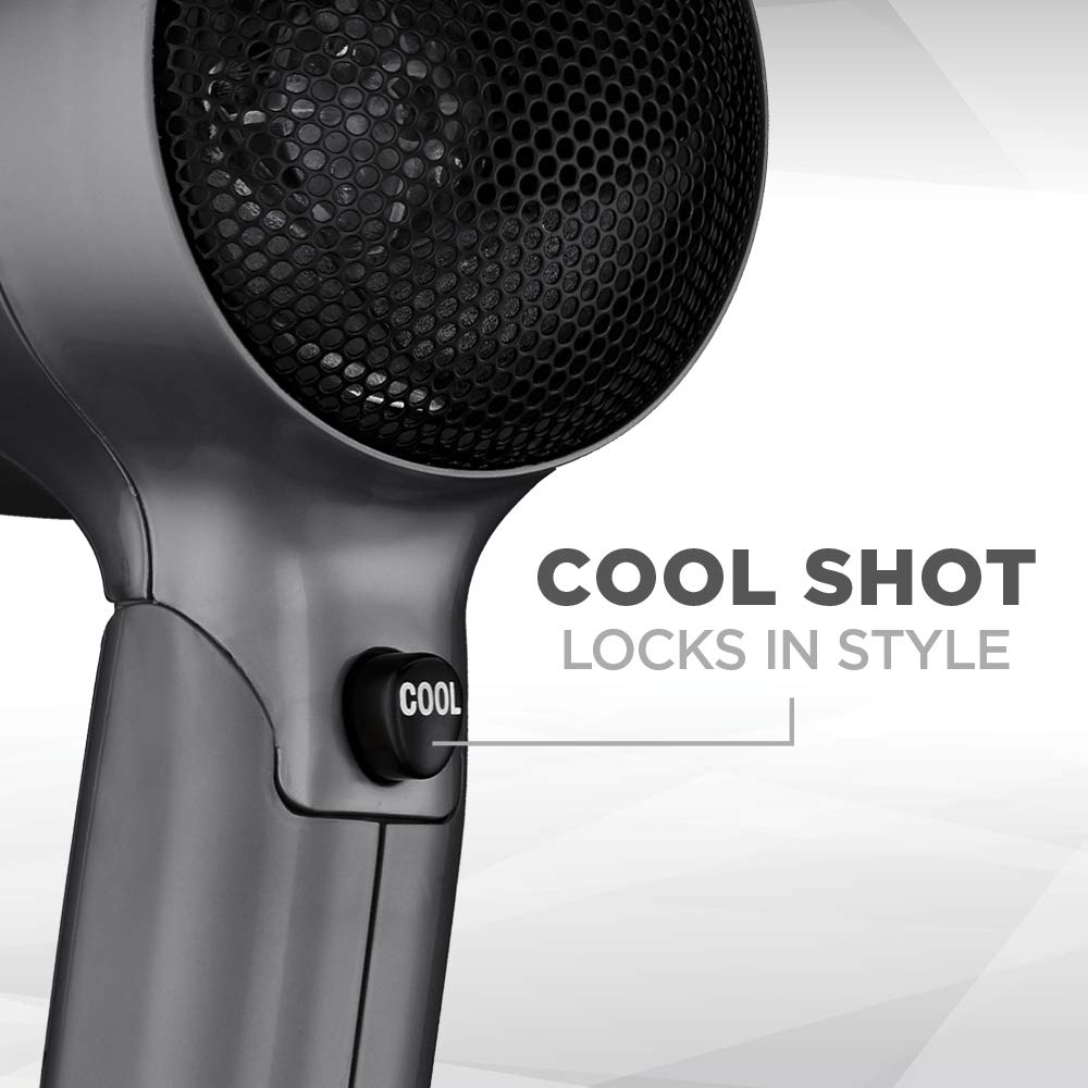 Conair Travel Hair Dryer With Dual Voltage, 1875W Compact Hair Dryer With Folding Handle, Travel Blow Dryer