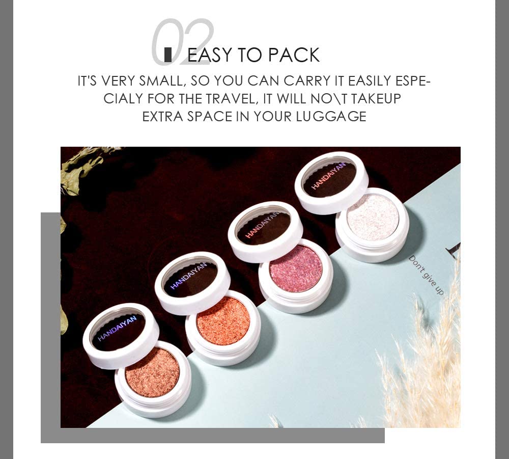 AKARY 12 Colors Glitter Eyeshadow, Mashed Potato Pearlescent Monochrome Eyeshadow Polarized Light Not Smudged Eye Shadow, Highly
