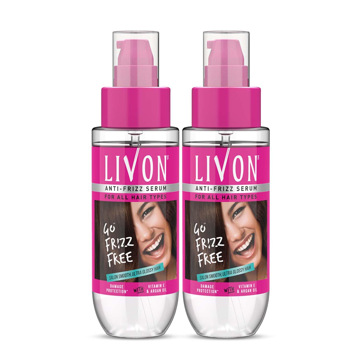 Livon Serum For Frizz-Free, Smooth Hair, With Argan Oil & Vitamin E, 50Ml, Pack Of 2