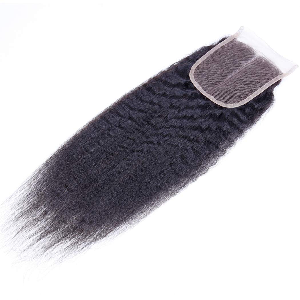 Odir Kinky Straight 4X4 Lace Closure 150% Density Brazilian Human Hair Hand Tied Swiss Lace Closure 9A Unprocessed Yaki Straight