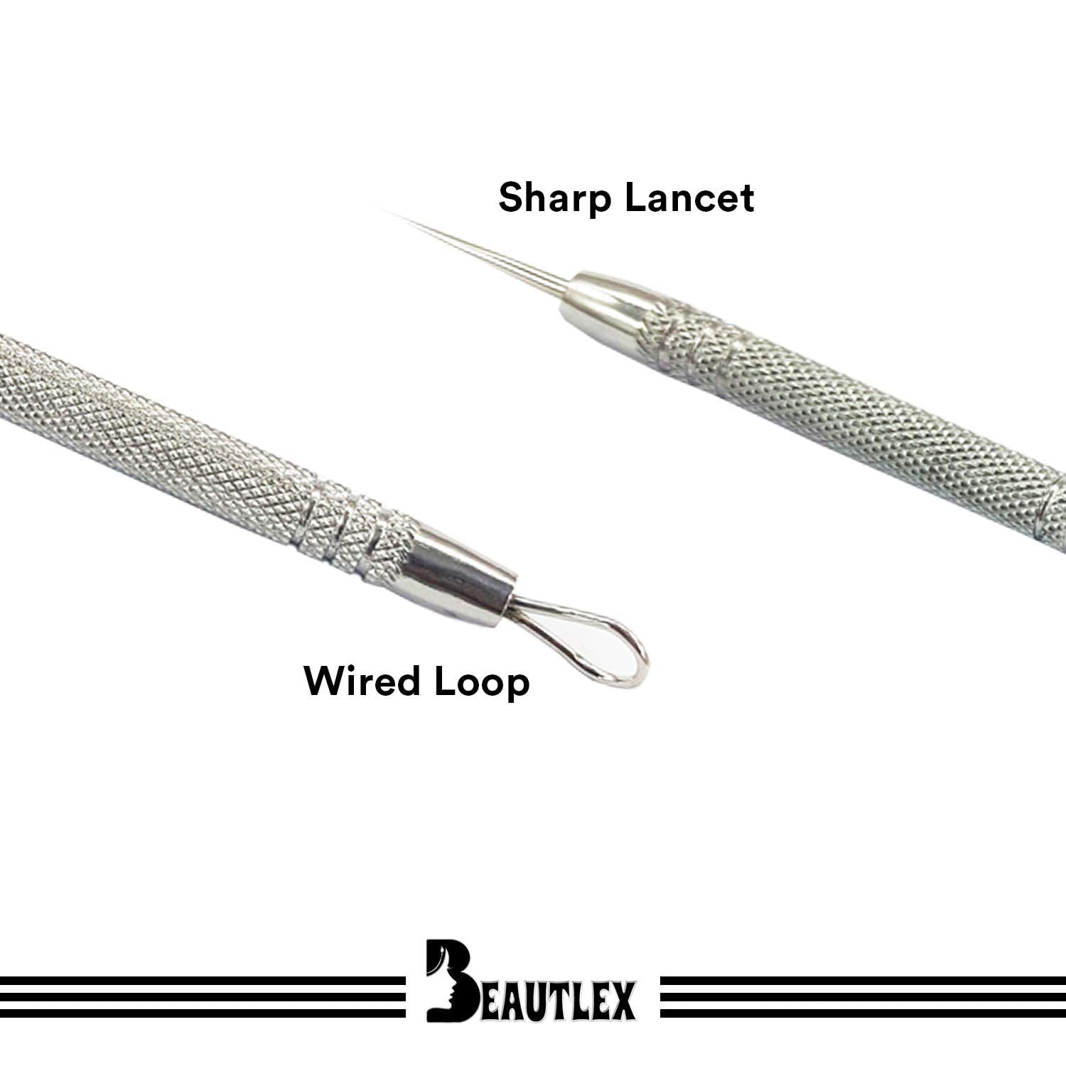 Lancet For Facial Milia Remover And Whitehead Extractor. Double Ended Angled Circle Loop & Sharp Needle Pimple Popper Tool. Derm