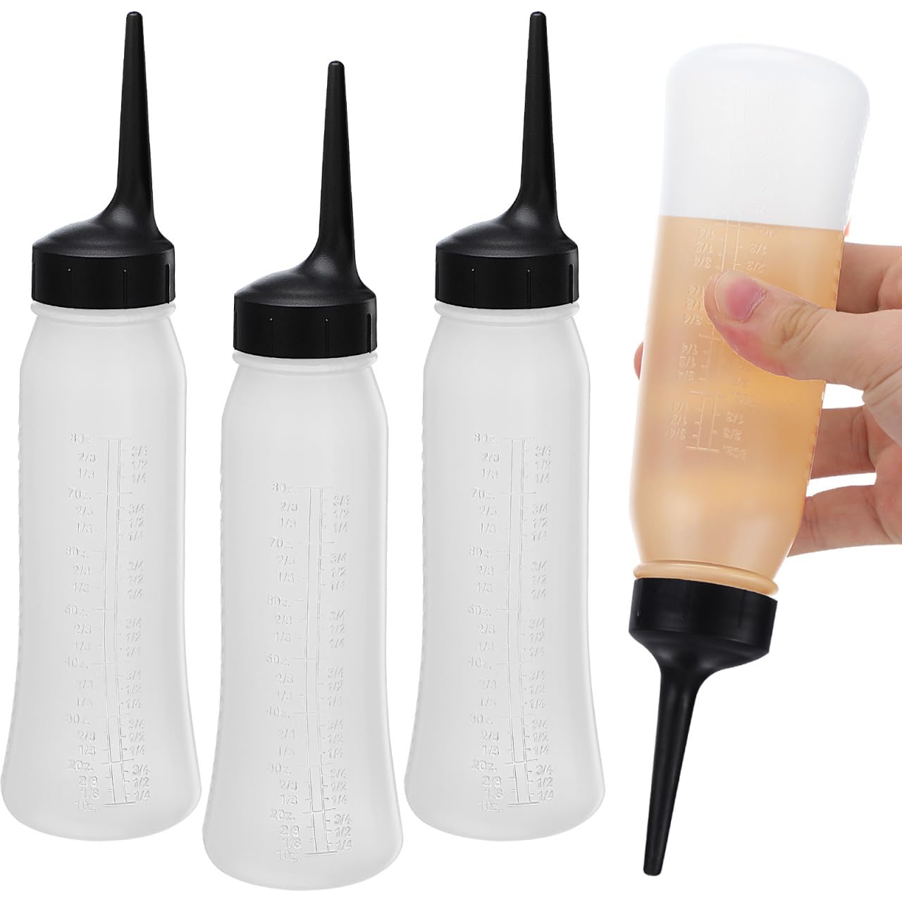 PLAFOPE 3pcs Hair Dye Applicator Bottle Empty Lotion Bottles Fine Tip for Hair