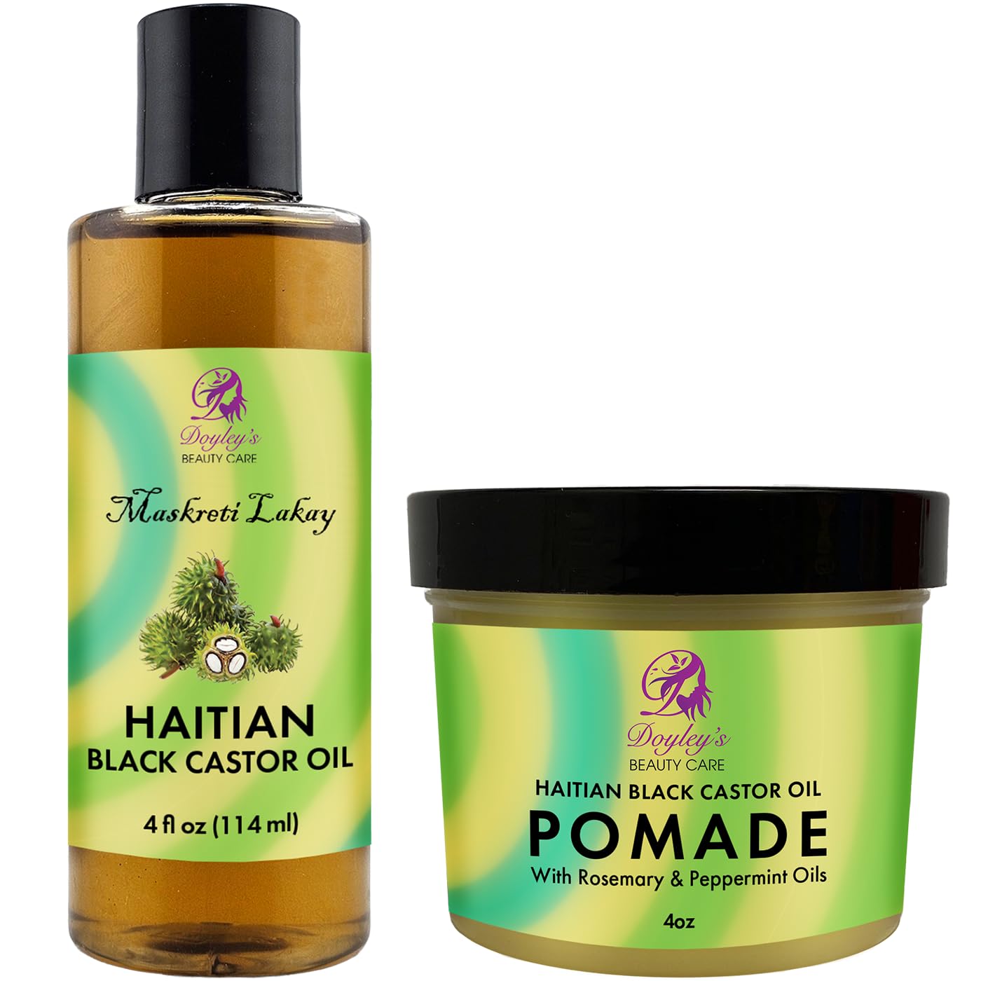 Doyleys Haitian Black Castor Oil 4oz and Pomade 4oz 2Pack Bundle