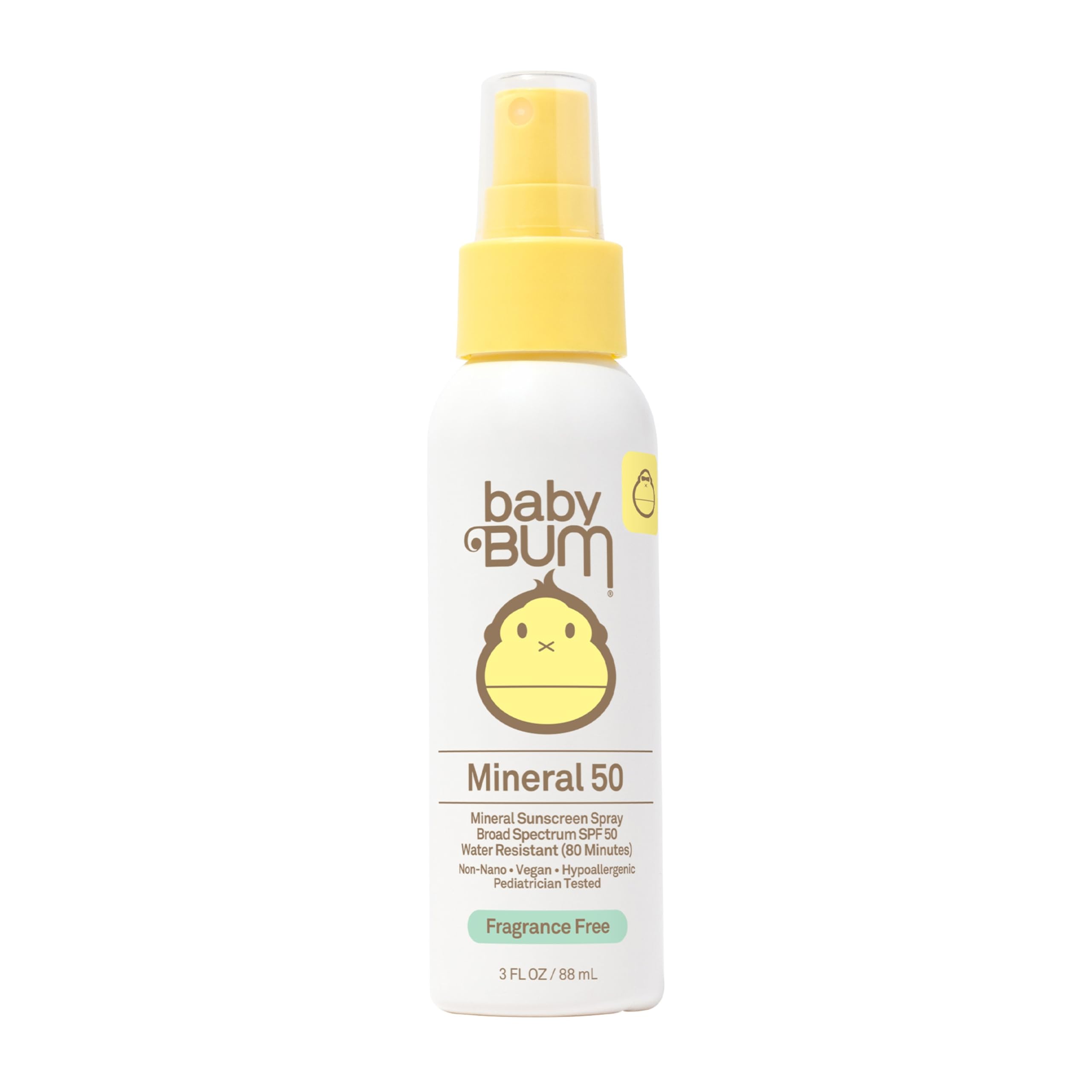 Sun Bum Baby Bum SPF 50 Sunscreen Spray | Mineral UVA/UVB Face and Body Protection for Sensitive Skin | Fragrance Free | Travel 