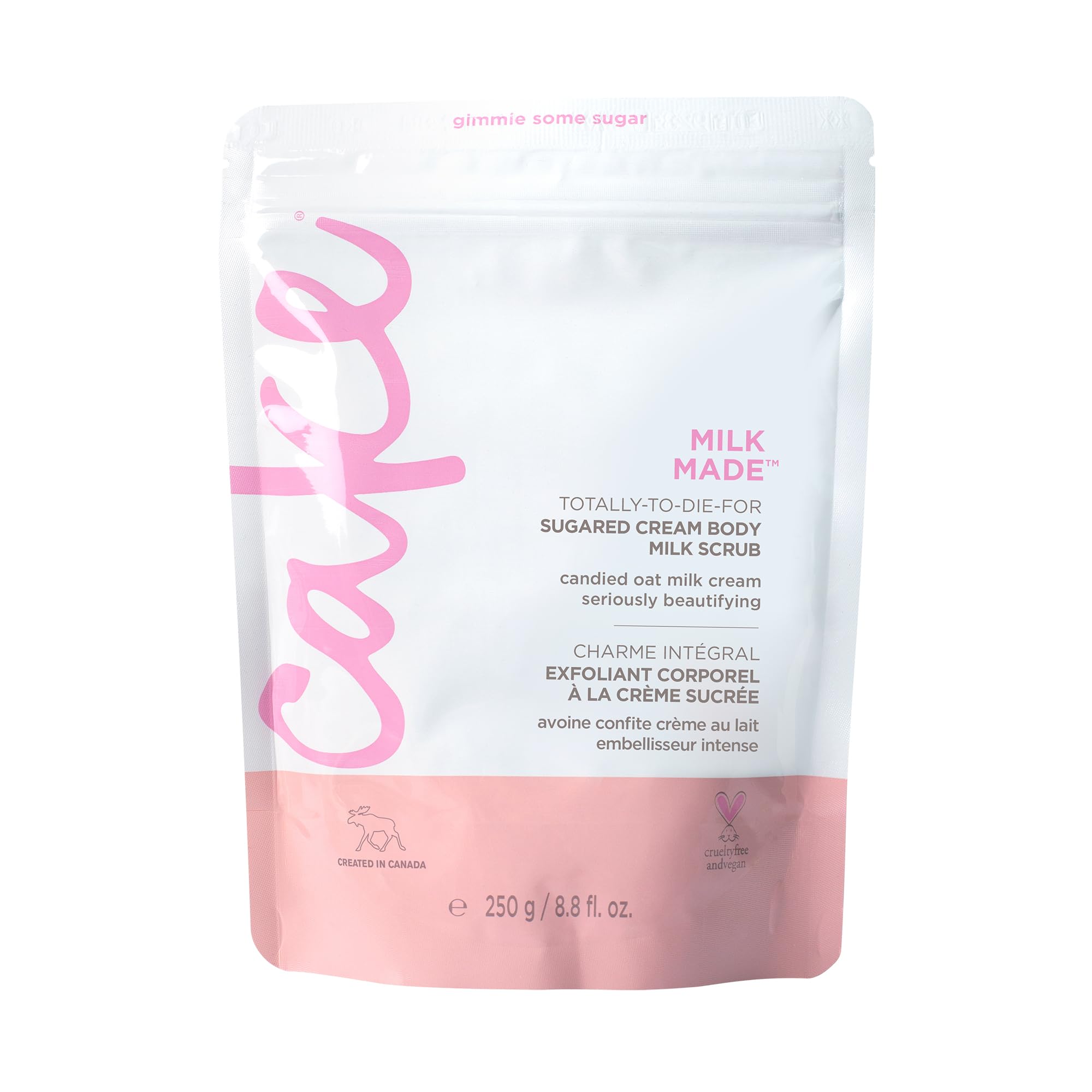Cake Beauty Milk Made Vegan Body Sugar Scrub- Shea Butter, Candied Oat Milk & Marshmallow Root Extract - Gentle Exfoliating Hand