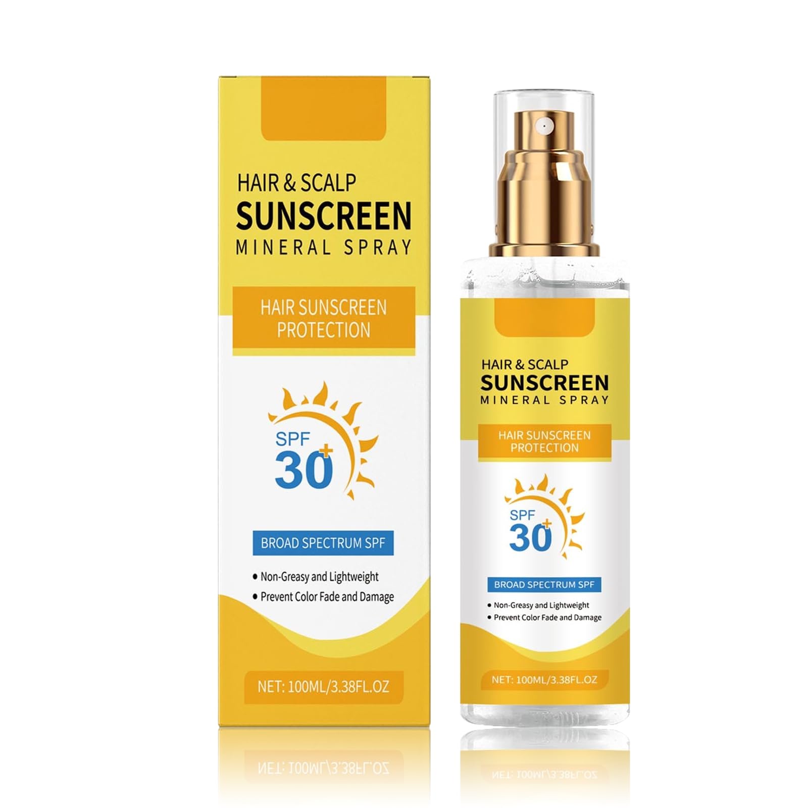 Hair & Scalp Sunscreen Spray SPF 30 NonGreasy  UV Protection for ColorTreated Hair, TravelSize Scalp Sunblock Prevents Fadin