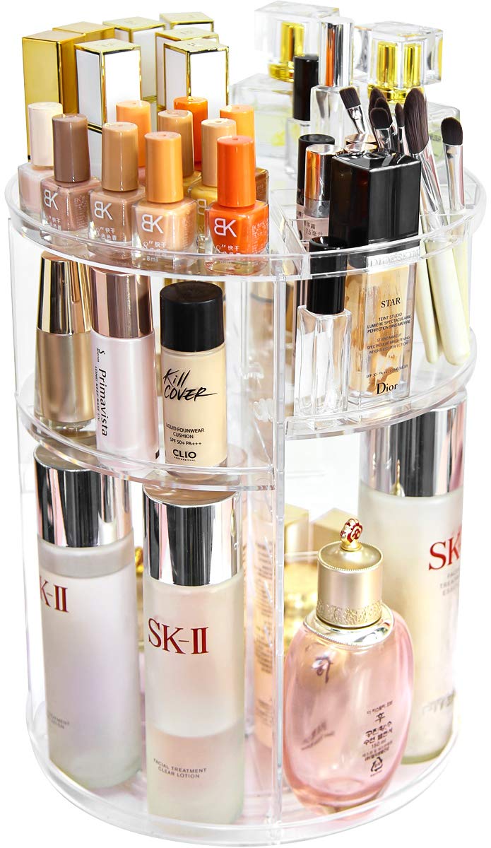 360 Rotating Makeup Organizer,Skincare Perfume Organizer,Diy Adjustable Layers Spinning Acrylic Organizers,Large Capacity Make U