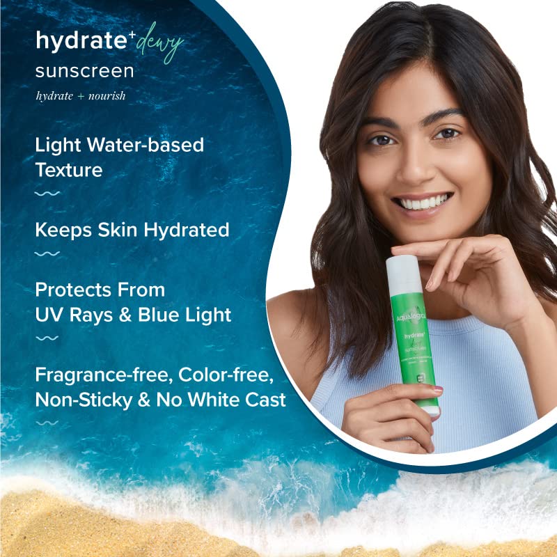 Aqualogica Hydrate+ Dewy Face Sunscreen With Spf 50+ & Pa+++ | Coconut Water & Hyaluronic Acid Infused Hydrating Lotion | 1.76 O