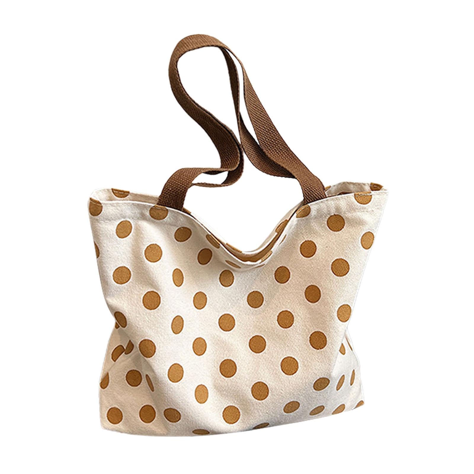 Calandis Canvas Tote Bag For Women Fashion Portable Handbag For Shopping Party Travel Coffee Polka Dots | Womens Handbags & Bags