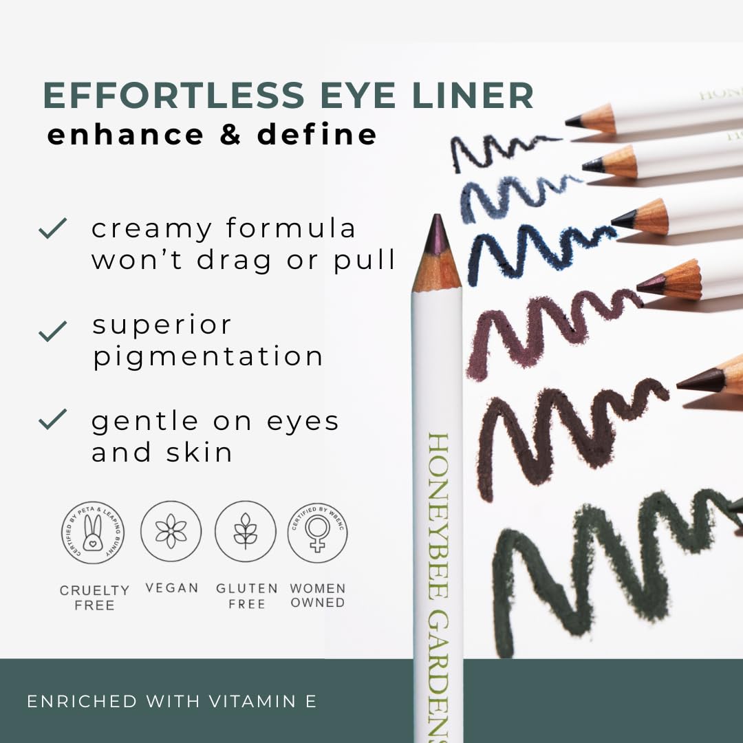 Honeybee Gardens Effortless Eye Liner Pencil in Passion, Rich Pigmentation, Smooth, Long-Wearing, Vegan, Gluten-Free