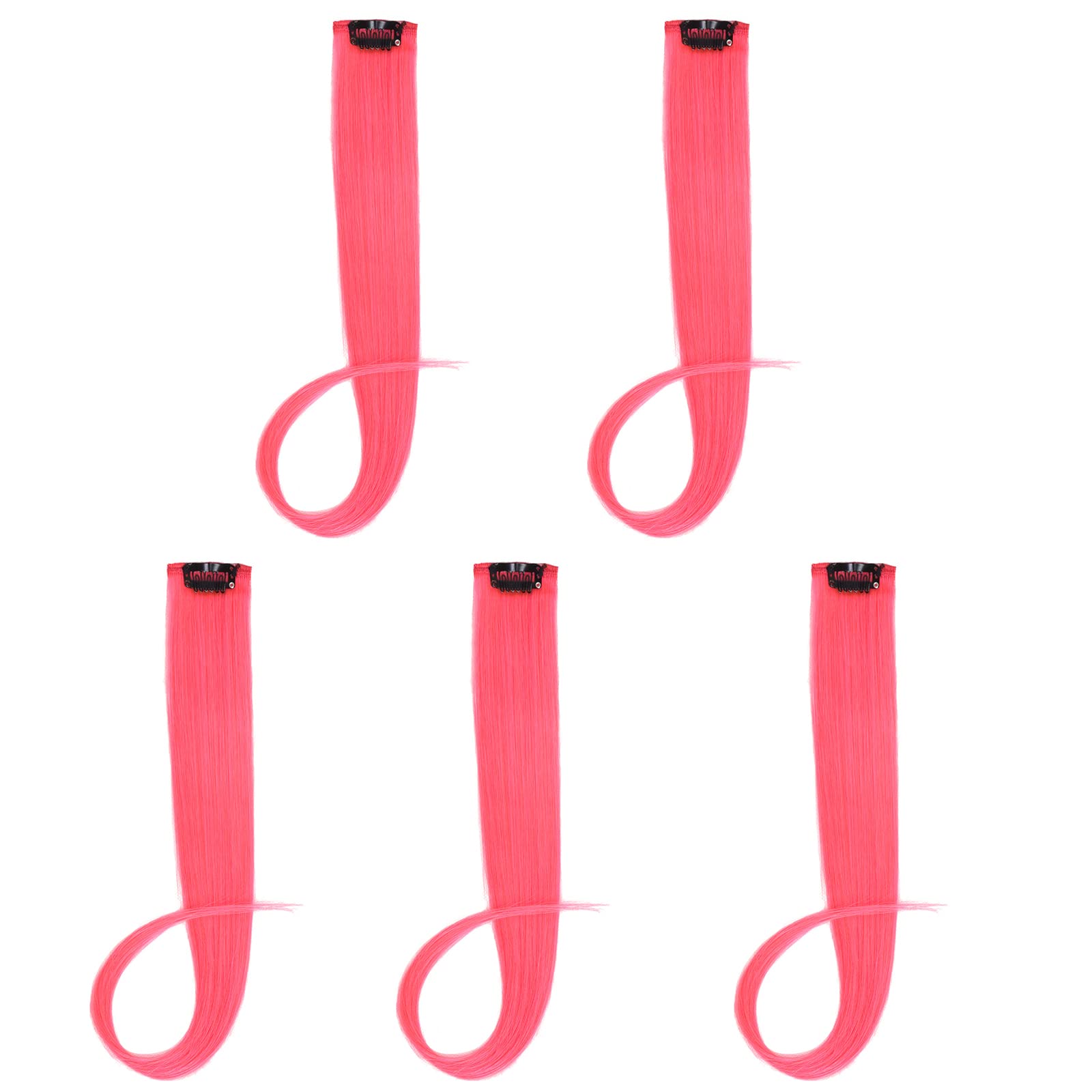 Flying Beauty Pink Hair Extensions18 Inches 5 Pcs Colored Party Highlights Straight Hair Clip In Human Hair Extensions In Multip