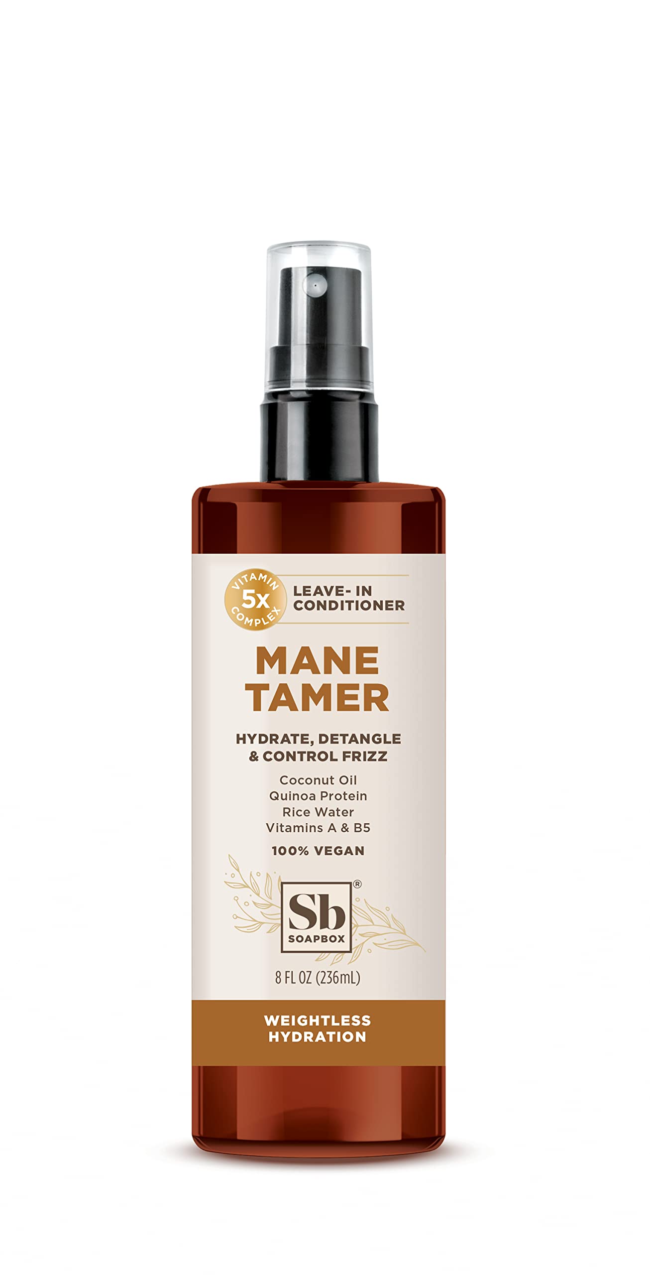 Soapbox Leave-In Conditioner, Mane Tamer, Leave in Conditioner Spray to Tame Frizz, Smooth Fly Aways, Hydrate, Add Shine & Detan