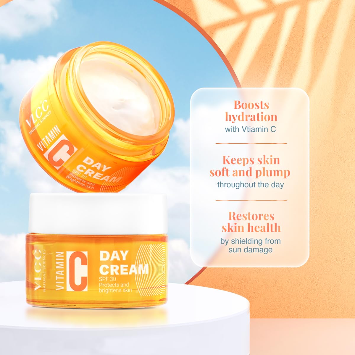 VLCC Vitamin C Day Face Cream with SPF 30 | Fights Photoaging & Provides Sun Damage Protection | Hydrates the Skin & Gives Natur