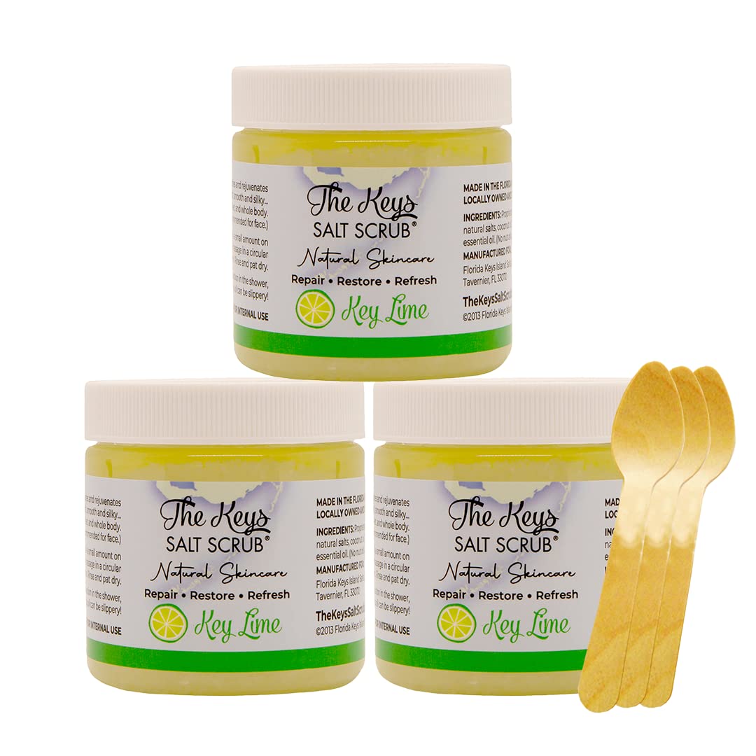 The Keys Sea Salt Scrub - Exfoliating Body Scrub & Wooden Spoon Foot Scrub & Hand Scrub For Men, Women - Made With Pure Florida