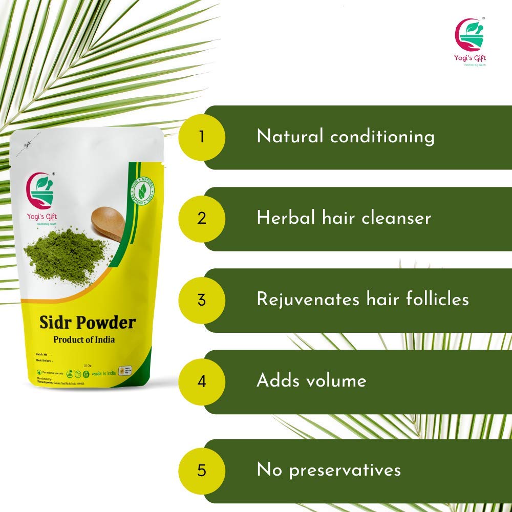 Yogi 's Gift Sidr Leaf Powder | Organically Grown Natural Herbal Cleanser & Conditioner | Rejuvenates Hair Follicles (10 Oz)
