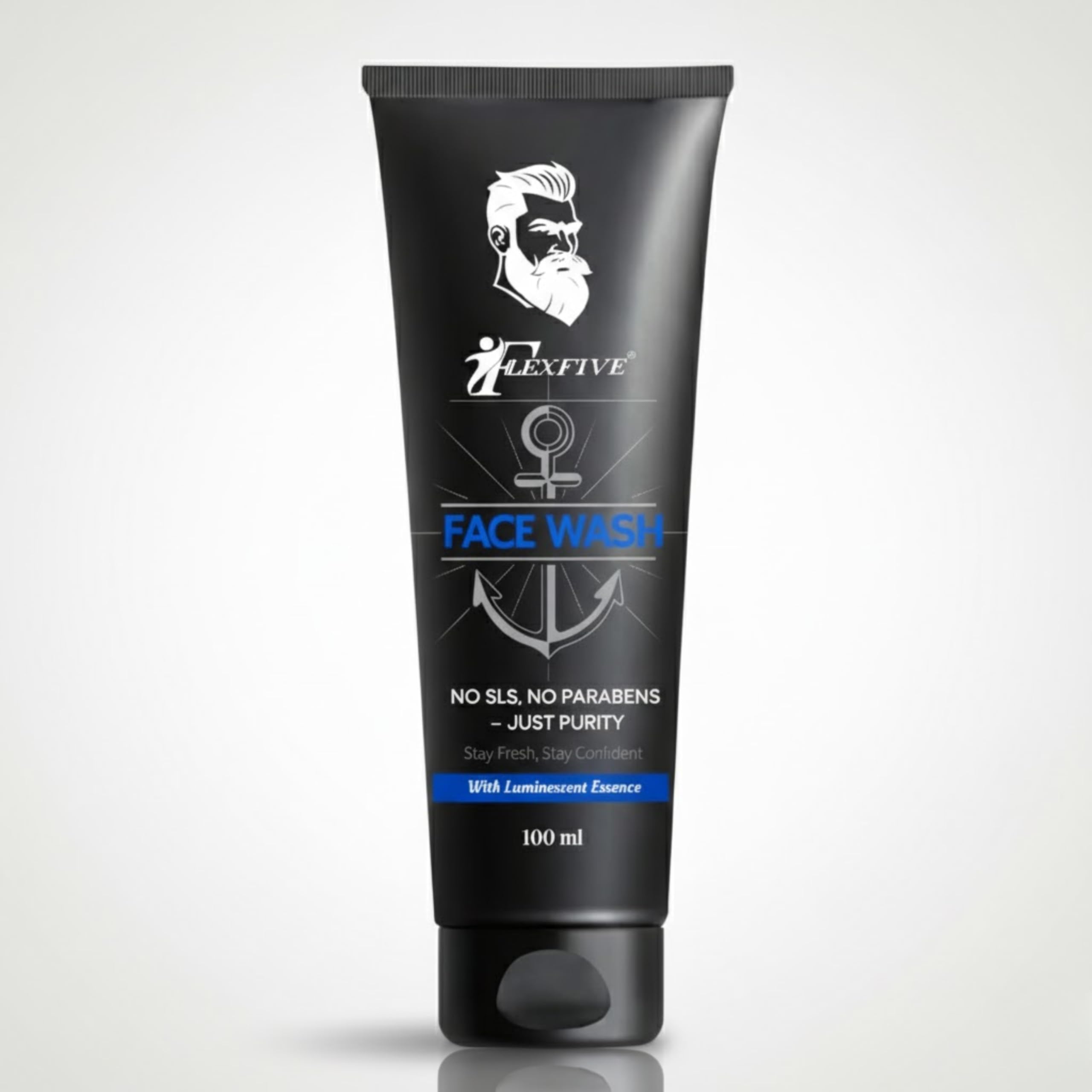 Flexfive Face Wash For Men 100Ml | Sls & Paraben Free Deep Cleansing Face Wash With Luminescent Essence | Oil Control, Fresh & C