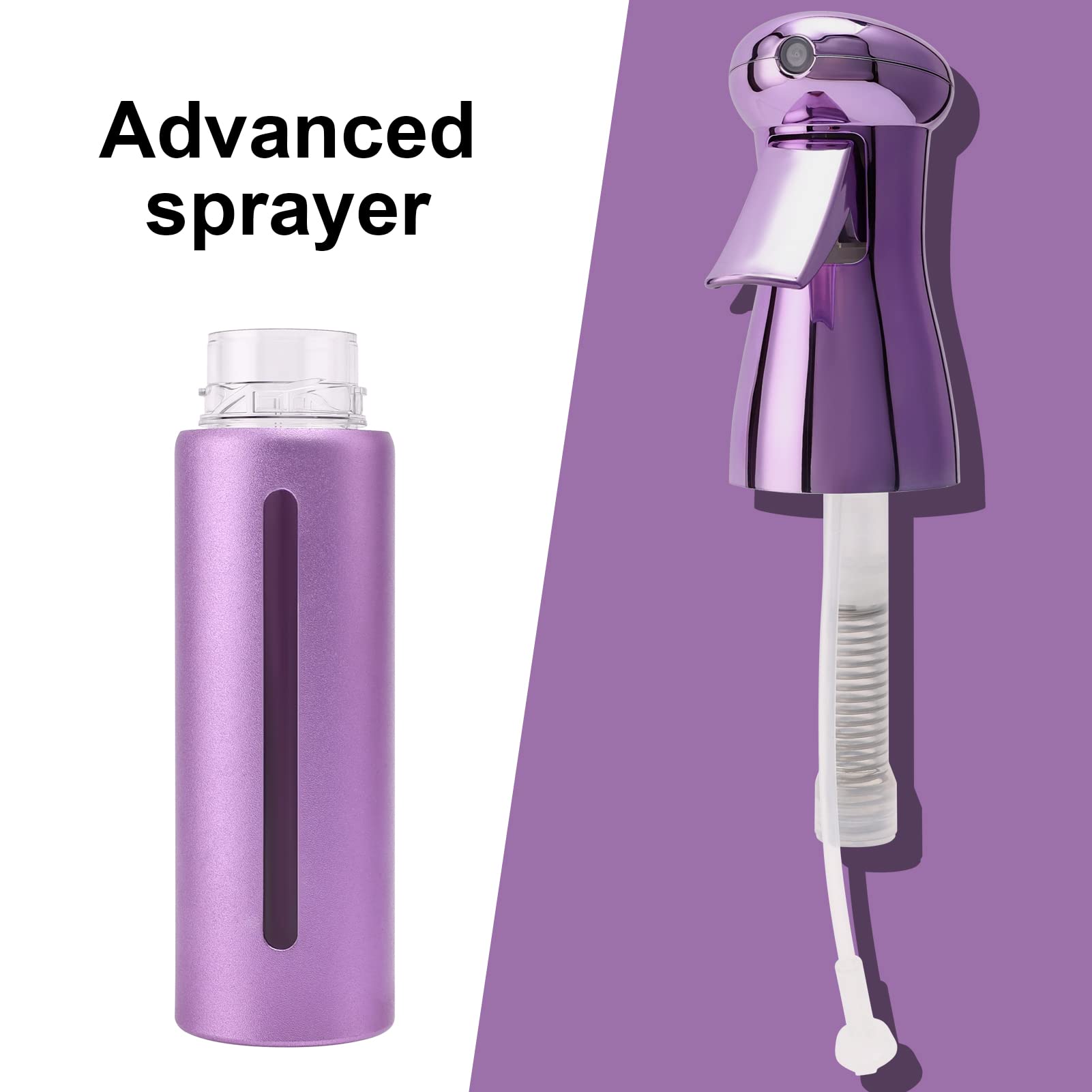 Salon Style Hair Spray Bottle, Fine Mist Continuous Spray Bottle | 10 Oz Luminous Aerosol Free Water Sprayer For Hairstyling, Pl