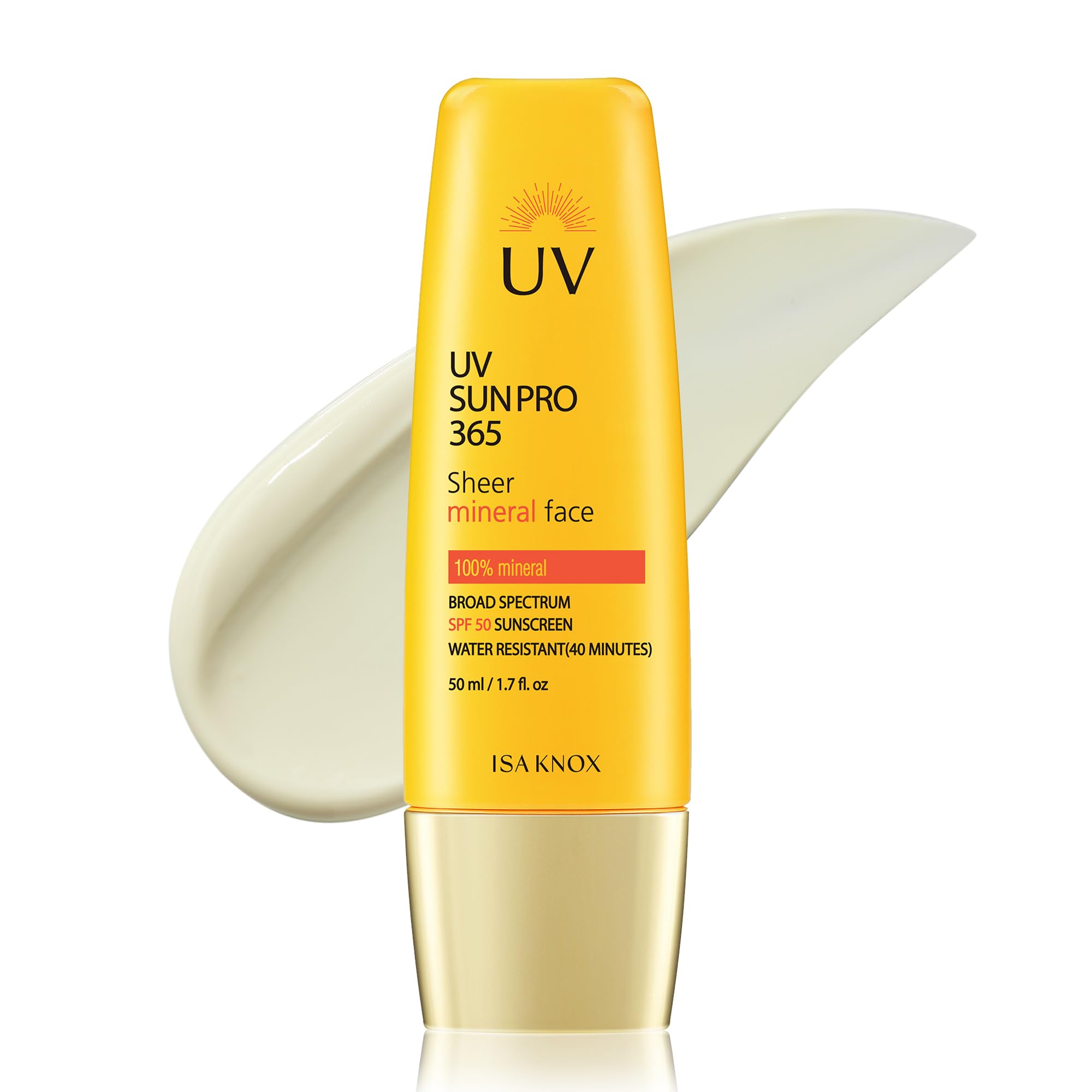Isa Knox UV SUN PRO Sheer Mineral Sunscreen (1.7 fl oz) - Korean Skincare,SPF 50 Broad-Spectrum, Matte Finish, Water-Resistant, 
