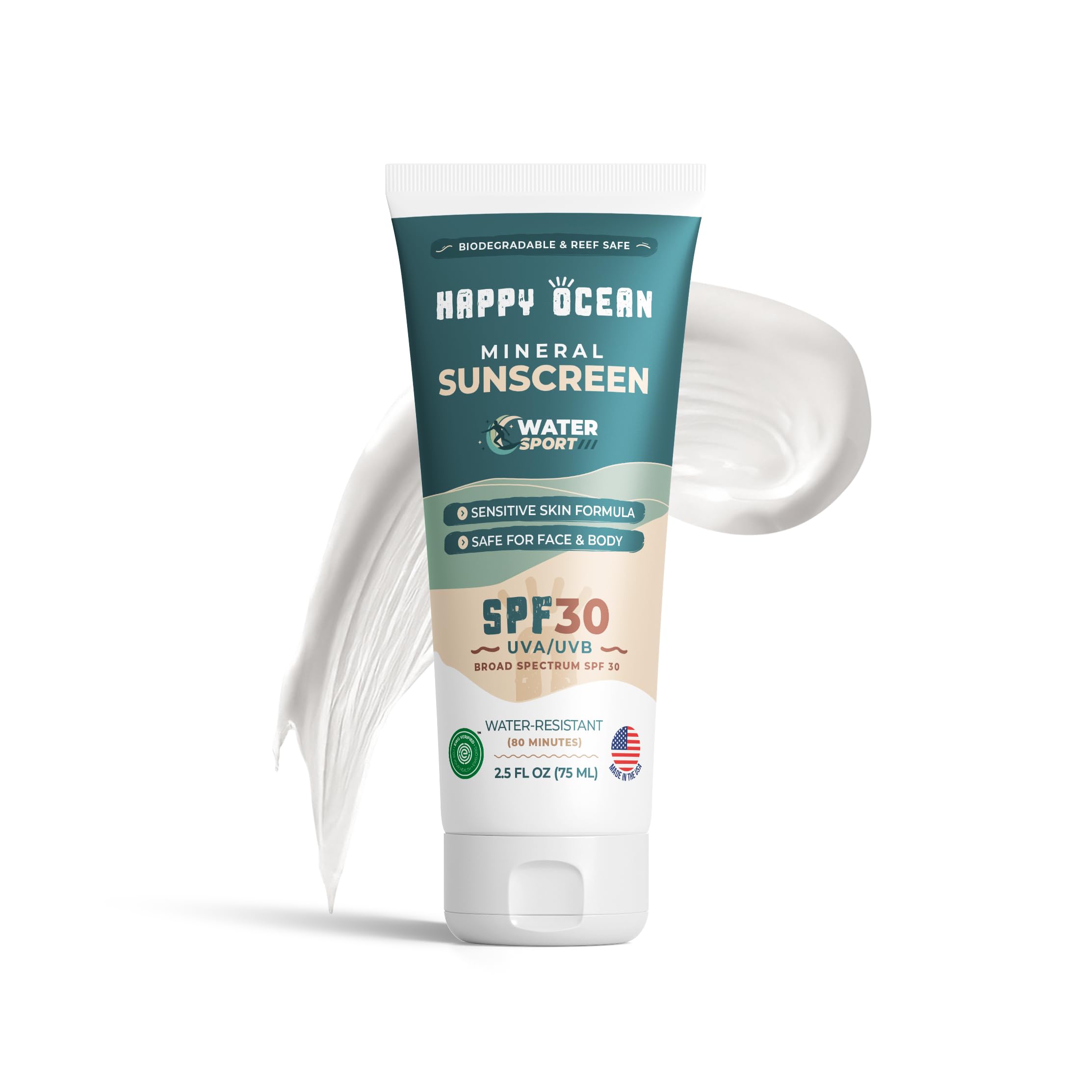 Spf 30 Sport Mineral Sunscreen For Face & Body, Non Toxic Biodegradable Reef Safe Sunscreen Mineral Based, Travel Size Organic S