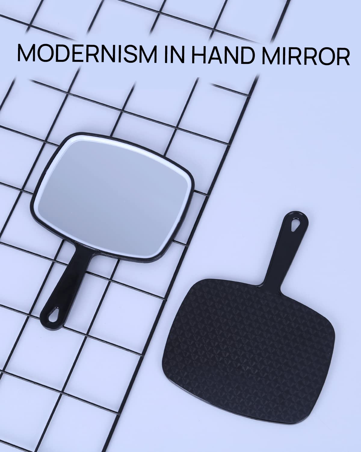 Omiro Hand Mirror, Extra Large Black Handheld Mirror With Handle,12.4'' L X 9'' W, Pack Of 3