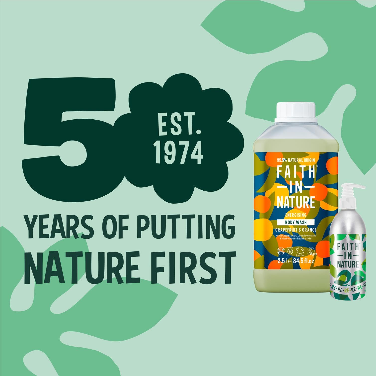 FAITH IN NATURE Natural Body Wash & Refill Bottle Set - Vegan & Cruelty Free, No SLS or Parabens - Bundle, Grapefruit & Orange