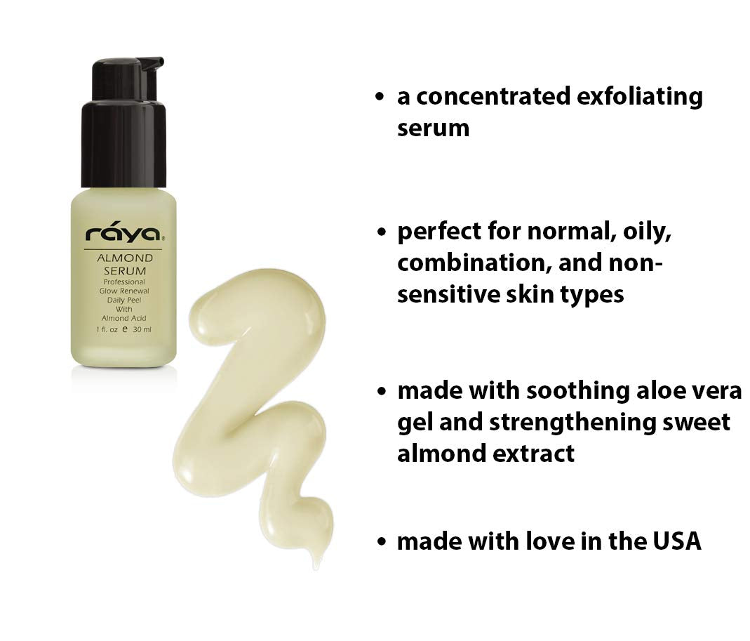 RAYA Almond Serum (508) | Exfoliating Facial Peel for Combination and Oily Skin | Helps Minimize Pores and Brighten Complexion