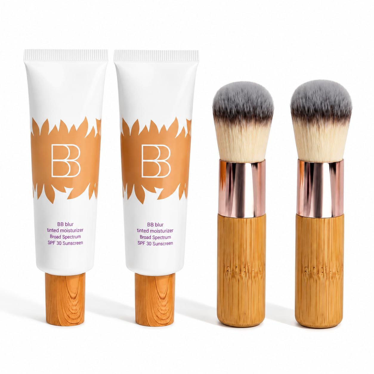 2PC BB blur tinted moisturizer Broad Spectrum SPF 30  tinted sunscreen bb cream concealer, Medium Buildable Coverage with Natur