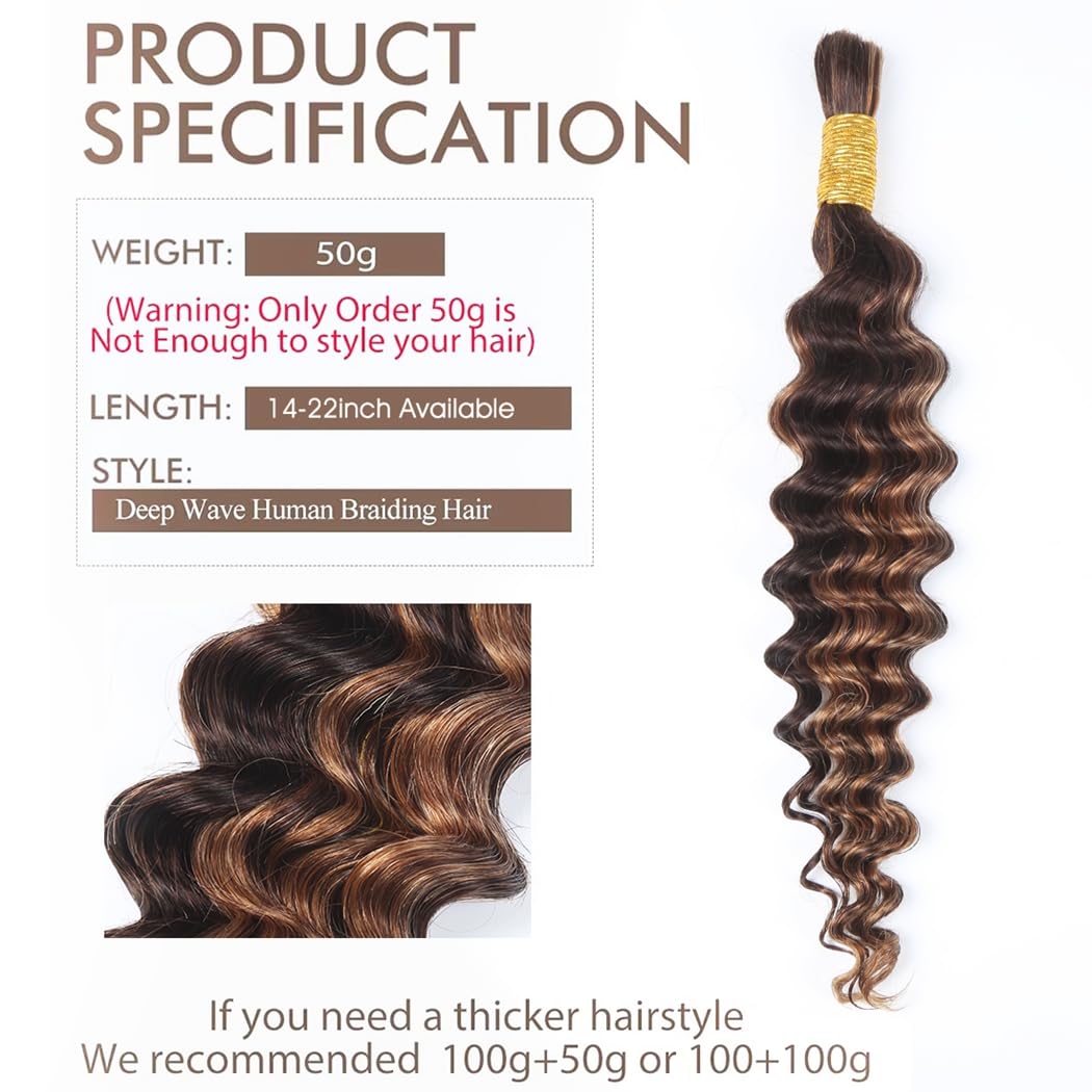 Odir Deep Wave Bulk Human Hair For Braiding No Weft 100% Unprocessed Highlight Ombre Micro Braiding Human Hair Extensions Curly