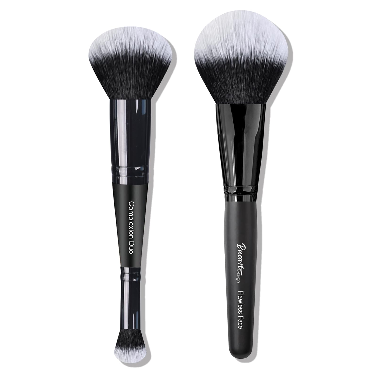 Duo Ended Foundation Concealer Blending Makeup Brush With Flawless Fluff Large Face Brush 2 Pcs Value Pack Ideal For Liquid, Cre