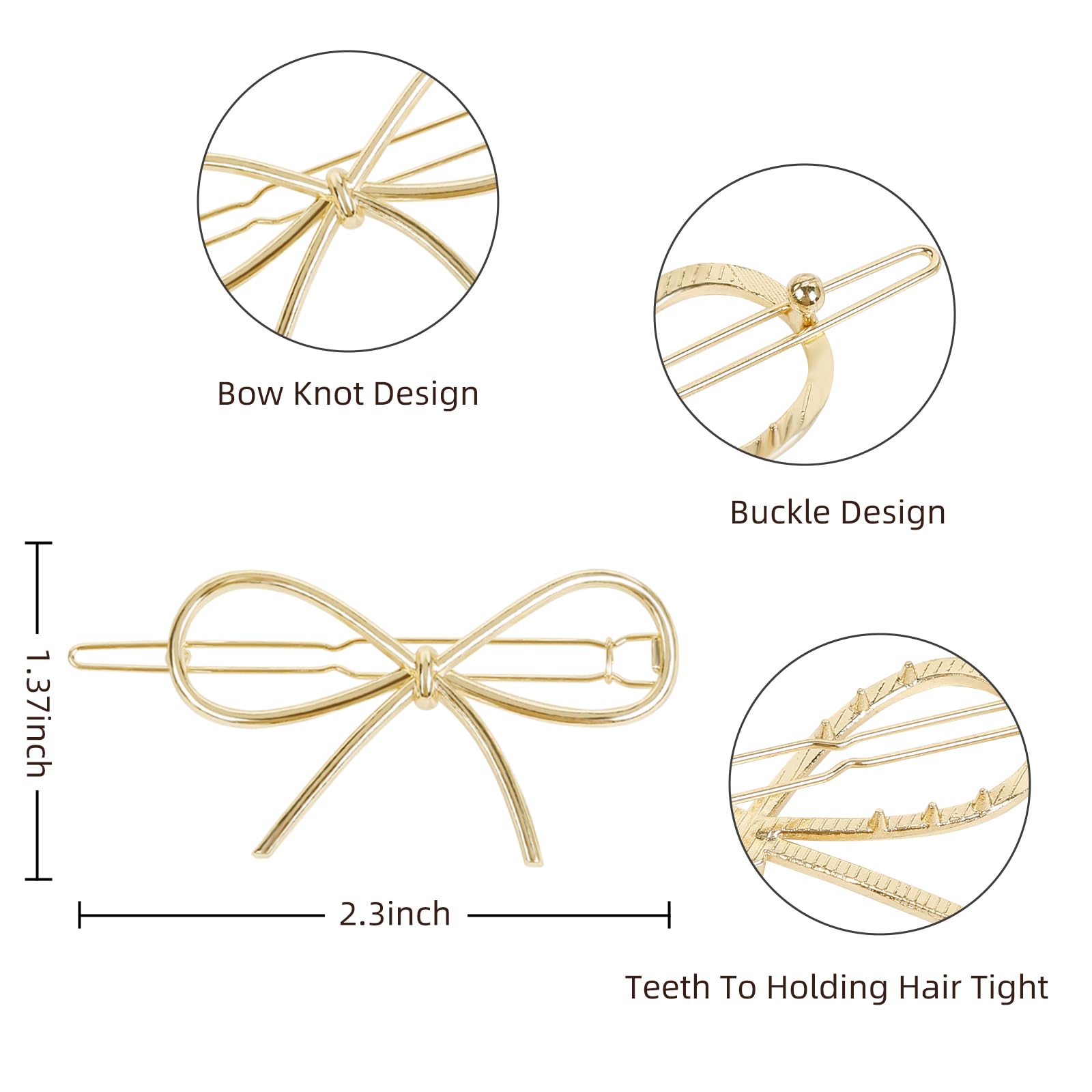 4Pcs Metal Hairpins With Chic Minimalist Bows - Simple And Stylish Hair Accessories Gift For Women And Girls