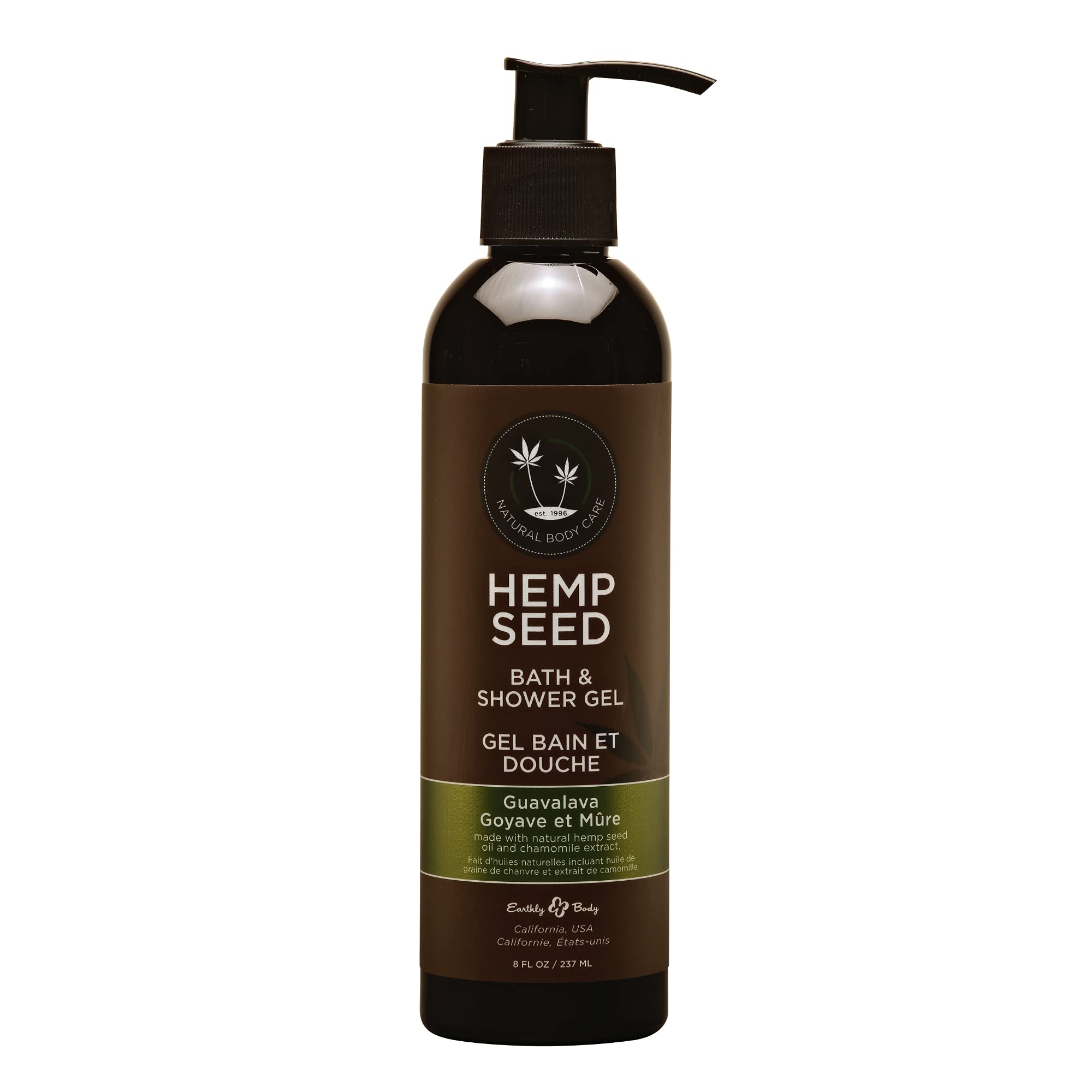 Earthly Body Hemp Seed Bath & Shower Gel, Guavalava Scent - 8 Oz - Moisturizing Formula With Hemp Seed Oil, Chamomile & Hydrolyz