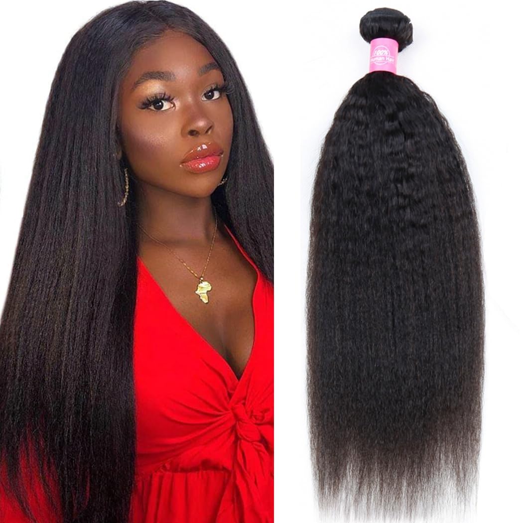 Odir Kinky Straight Human Hair Bundles 18 Inch Unprocessed 9A Brazilian Yaki Straight Virgin Hair Weave 1 Bundle Kinky Straight 