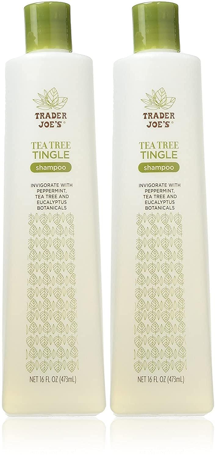 Trader Joes Tea Tree Tingle Shampoo with Peppermint, Tea Tree and Eucalyptus Botanicals, 16-Ounces Pack of 2