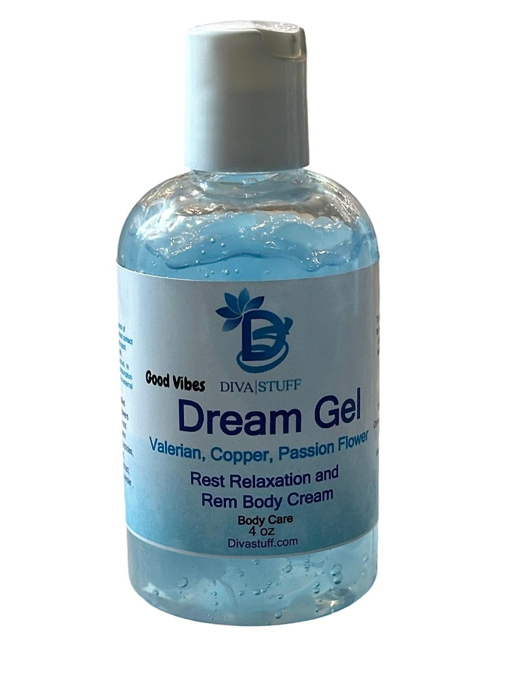 Diva Stuff Good Vibes Dream Gel With Bursting Orbs of Valerian Root, Copper, Passion Flower and More, 4 oz Bottle