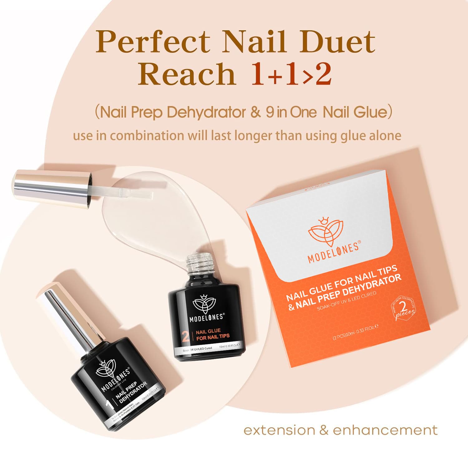 Modelones 9 In One X Gel Nail Glue Prep Dehydrator For Acrylic Nails/Bloom Gel/Adhesive Bond, Long Lasting Curing Needed