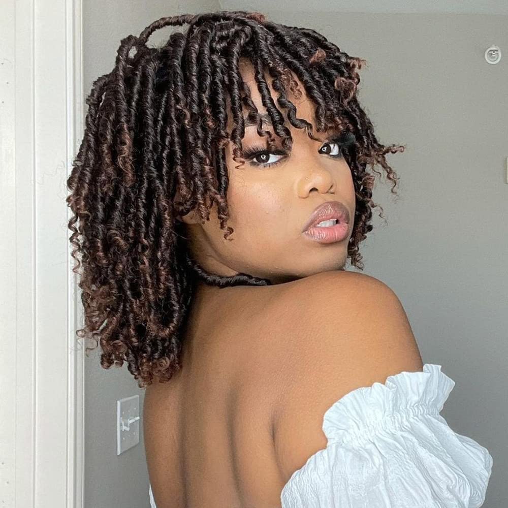 SUN LOCS 6 Inch Short Dreadlocks Wigs for Black Women and Man with Clips In Synthetic Faux Locs Braided Wigs Afro Twists Dreadlo