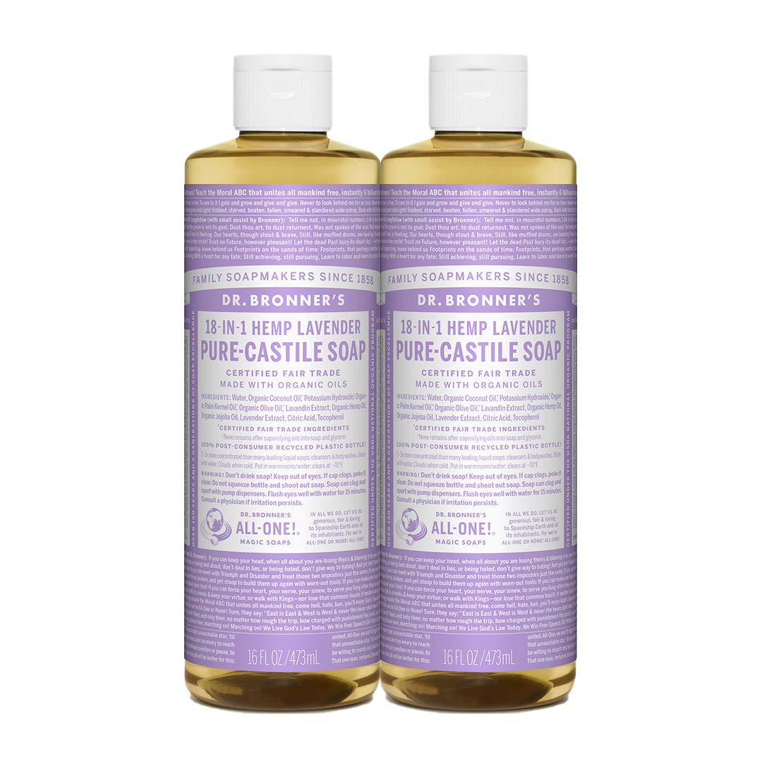 Dr. Bronner 's - Pure-Castile Liquid Soap (Lavender, 16 ounce, 2-Pack) - Made with Organic Oils