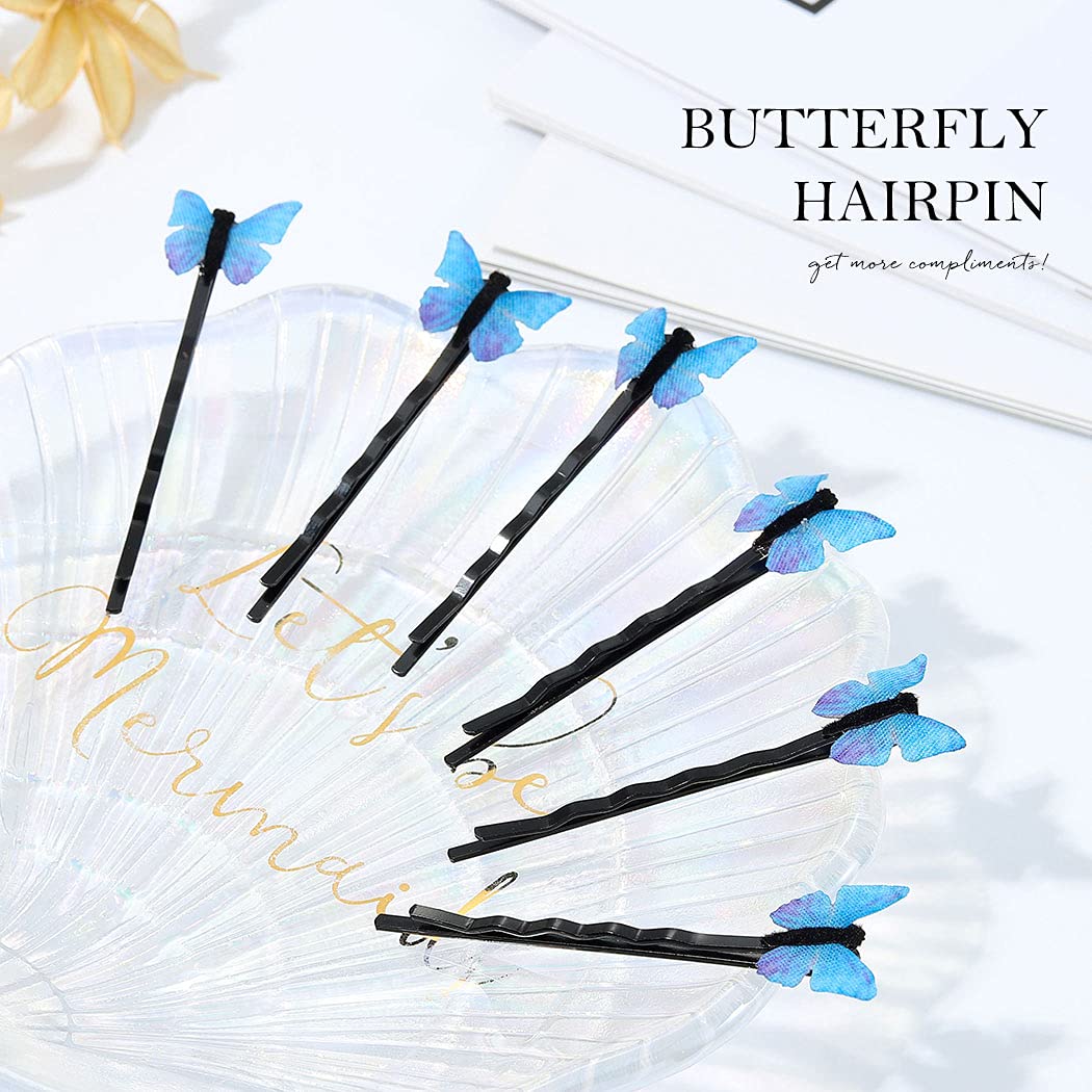 Bartosi Butterfly Hair Clips Blue Butterfly Hair Pin Bride Wedding Decorative Bobby Pins Bridal Hair Pieces Hair Accessories for