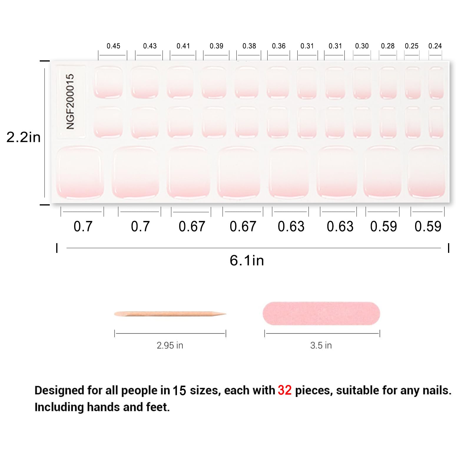 Wekcekcek Semi Cured Gel Toenail Strips, 32 Cream Pink Gel Toenail Stickers - Works With Any Nail Lamps Gel Pedicure Strips Full