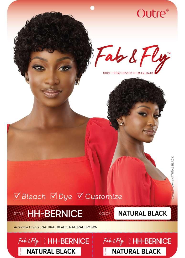 Outre Fab & Fly Full Cap Wig - Human Hair - Bernice (NATURAL BROWN)