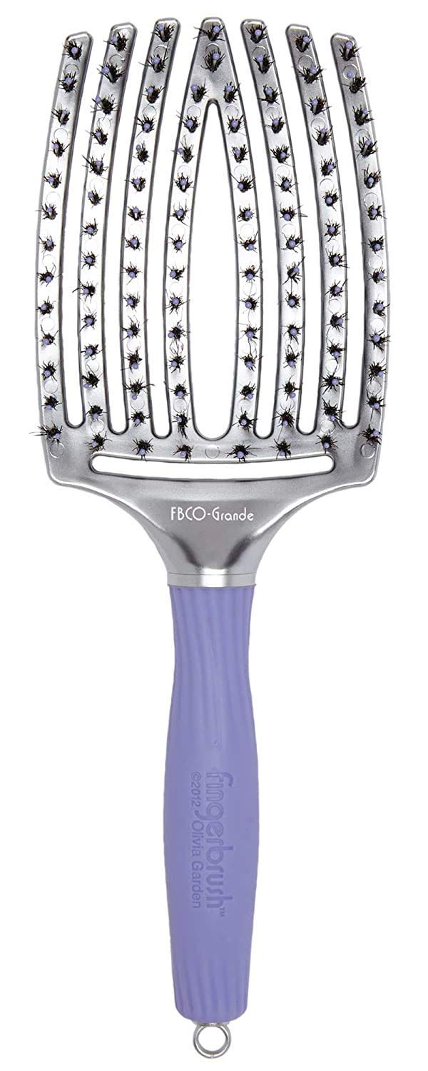 Olivia Garden FingerBrush ScalpHugging & Vented Combo Paddle Hair Brush (ionic & 100% boar bristles) FBCOGD (Grande)