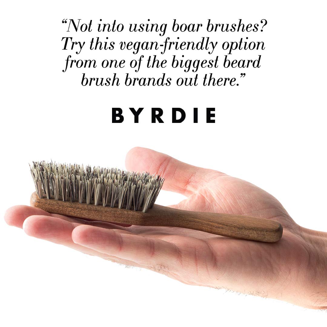 Zilberhaar Vegan Beard Brush - Stiff Bristles - Oiled Walnut And Mexican Tampico Bristles - Animal-Free Beard Grooming Product -