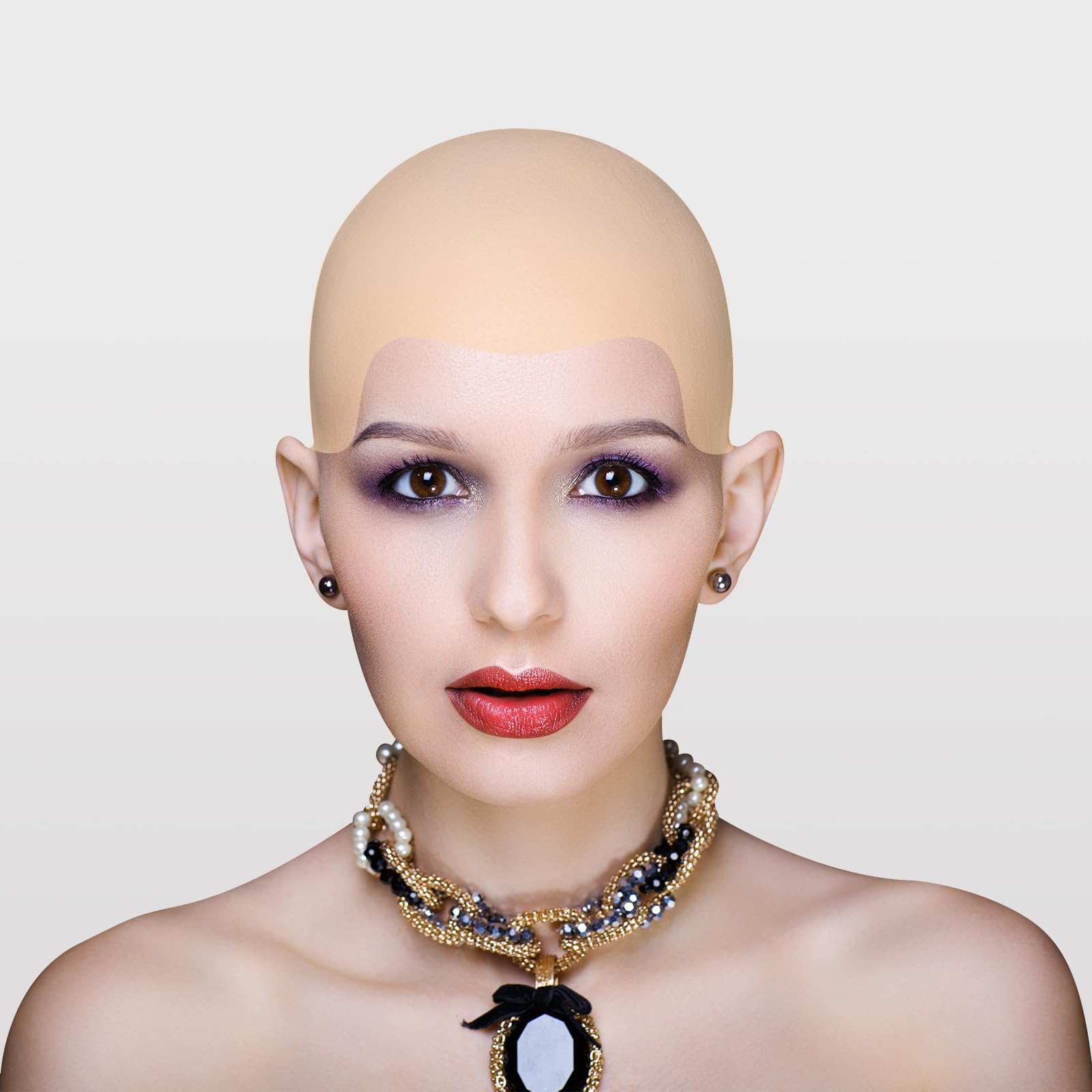 Bouiexye Bald Cap Halloween, 4 Pieces Latex Bald Caps for Adults Women Men Makeup Bald Wig Cap Costume Accessory for Theme Hallo