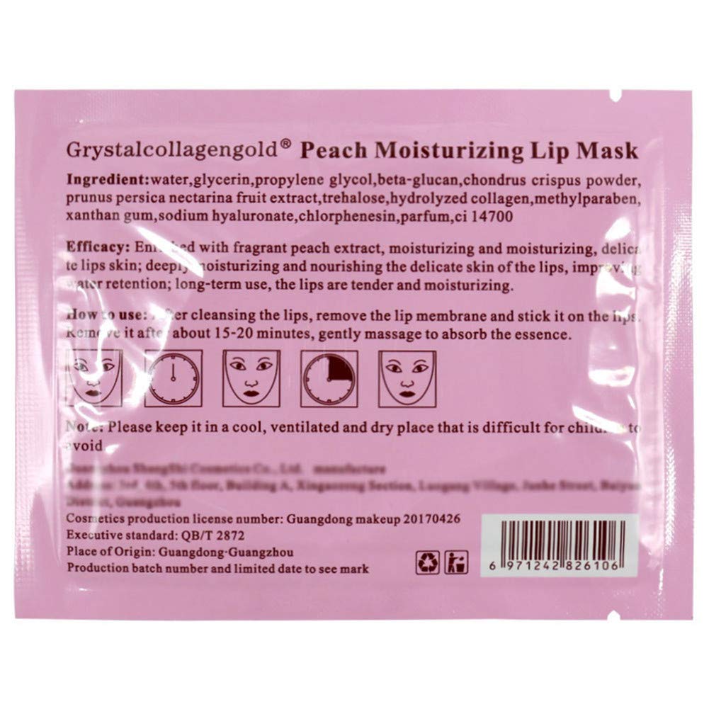 Adofect 30 Pieces Peach Moisturizing Collagen Lip Masks Crystal Lip Care Gel Pads Patches, Mouth & Lips Age Defying Masques - Gr