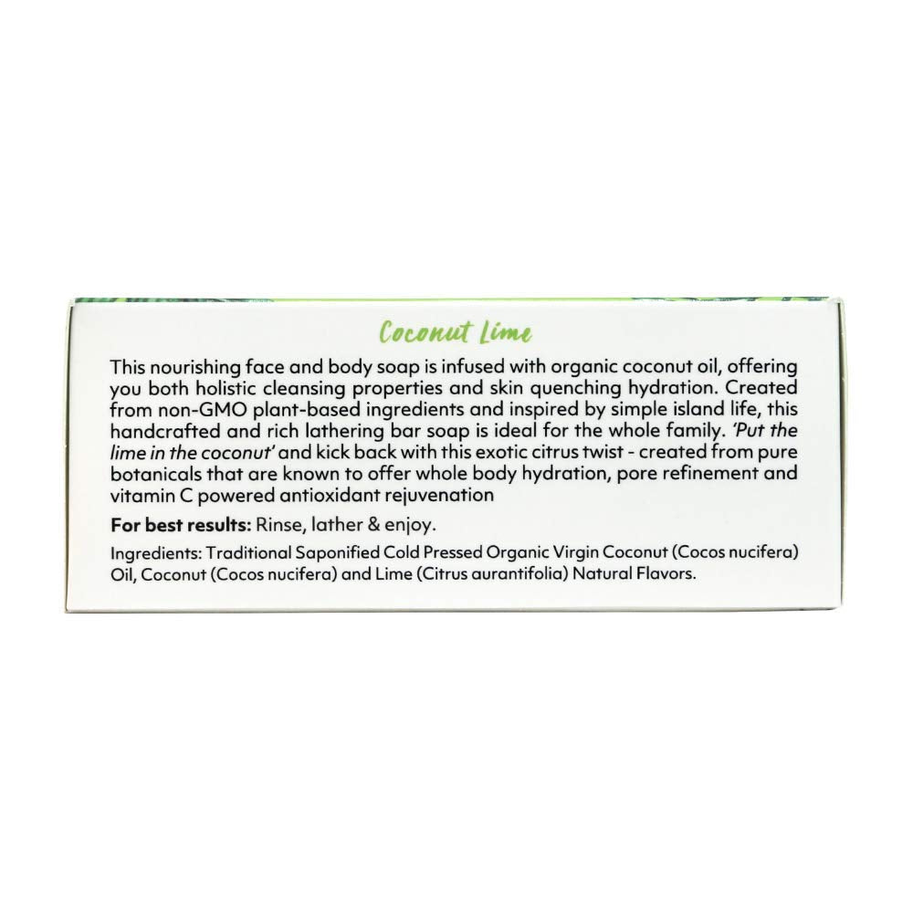Coco Fiji Soap Bar for Face and Body Infused With Organic Coconut Oil, Coconut Lime, Essential Oil, Natural Soap for Moisturizin