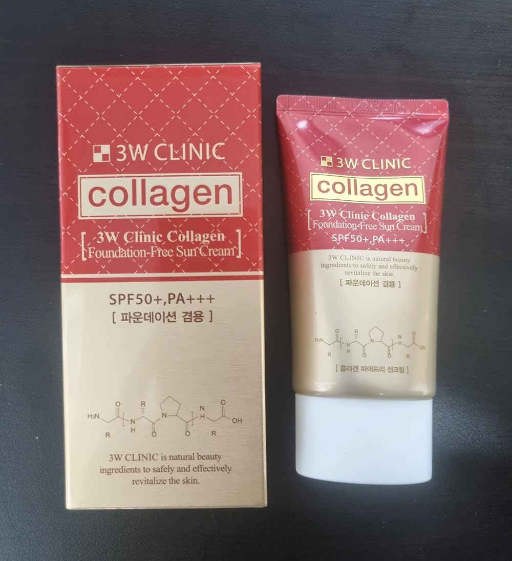 3W Clinic Collagen FoundationFree Sun Cream, SPF50+ PA+++, Skin Revitalizing Formula, 60g